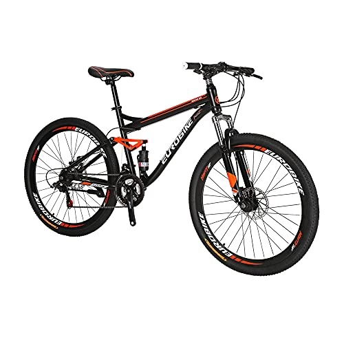 Mountain Bike : Eurobike SD-S7 Full Suspension 27.5 Mountain Bike For Adult 18inch Bike Steel Frame Bicycle (Regular Spoke Wheel)