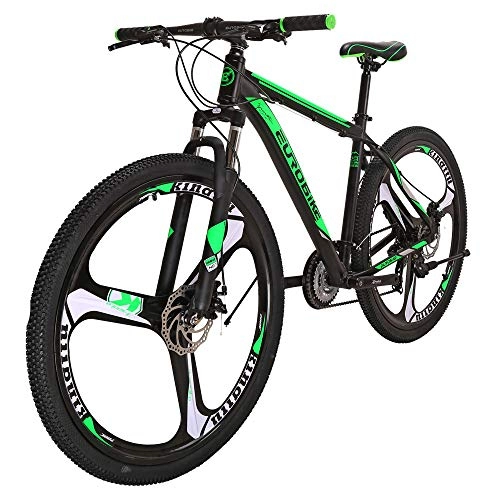 Mountain Bike : Eurobike X9 Mountain Bike 21 Speed 29 Inches 3-Spoke Wheels Dual Disc Brake Aluminum Frame MTB Bicycle Black-green