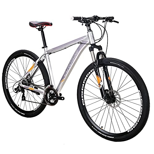 Mountain Bike : Eurobike X9 Mountain Bike, 21 Speed Bikes for Men, 29 Inch MTB Bicycle for Women, Dual Disc Brake Lightweight Aluminum Adult Bike (X9 Silver-32 Spoke)