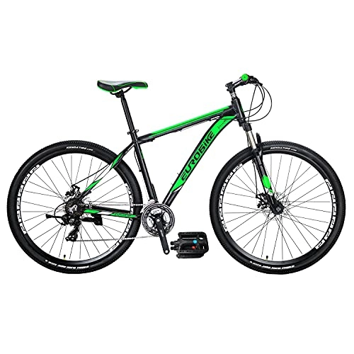 Mountain Bike : Eurobike X9 Mountain Bike Aluminum Frame MTB 29 Inch Muti Spoke Wheels 21 Speed Mountain Bicycle Blackgreen
