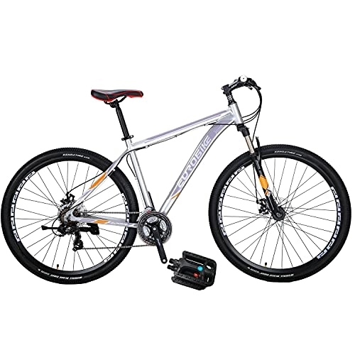 Mountain Bike : Eurobike X9 Mountain Bike Aluminum Frame MTB 29 Inch Wheels 21 Speed Mountain Bicycle (Silver / Muti Spoke wheel)