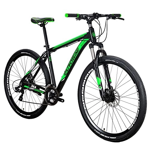 Mountain Bike : Eurobike XLTL-X9 Mens and Womens Mountain Bike，29" Wheels 21-Speed, Lightweight Alloy Frame, Disc Brakes Adult Bike(SPOKE-GREEN)