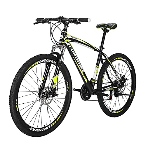 Mountain Bike : Eurobike YH X1 Mountain Bike 21 Speed 27.5 Inch Wheels Dual Disc Brake for Mens Front Suspension Bicycle (Yellow)