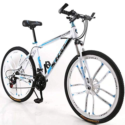 Mountain Bike : F-JWZS Unisex 21 Speed Mountain Bike, 26 Inch 10-Spoke Wheels, with Suspension Forks and Disc Brake, for Student, Child, Adult Commuter City, Blue