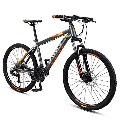 Mountain Bike : FANG 26 Inch Adult Mountain Bikes, 27 Speed Hardtail Mountain Bike with Dual Disc Brake, Aluminum Frame Front Suspension All Terrain Mountain Bicycle, Gray