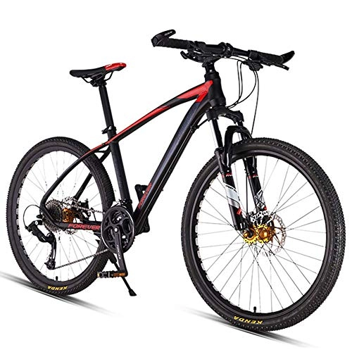 Mountain Bike : FANG 26inch 27-Speed Mountain Bikes, Dual Disc Brake Hardtail Mountain Bike, Mens Women Adult All Terrain Mountain Bike, Adjustable Seat & Handlebar, Red