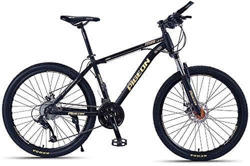 Mountain Bike : FANLIU Adult Mountain Bikes, 26 Inch High-carbon Steel Frame Hardtail Mountain Bike, Front Suspension Mens Bicycle, All Terrain Mountain Bike (Color : Gold, Size : 24 Speed)
