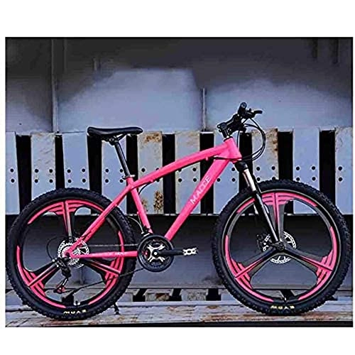 Mountain Bike : FCYIXIA Mountain Bikes Racing Bikes Bicycle Mountain Bike Adult Road Bikes for Men And Women 26In Wheels Adjustable Speed Double Disc Brake Pink Black 27speed zhengzilu (Color : Pink, Size : 21speed)