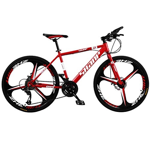 Mountain Bike : FFF-HAT 2621 Speed / 27 Speed Mountain Bikes For Adult Teenagers, Urban Off-road Commuter Bikes, Thickened High-carbon Steel Frame, One-wheel Three-cutter Version with Dual Disc Brakes