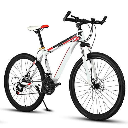Mountain Bike : FingerAnge Mountain Bike Variable Speed, Variable Speed Shock Absorption Double Disc Brakes Men and Women Bicycle Student Adult White Red