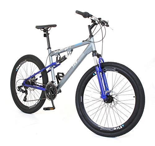 Mountain Bike : FireCloud Cycles - DISC Bicycle for Men - 26" LONDON Bicycle for Boys - Speed Gears Fork Suspension - DARK BLUE SHIMANO Bike In (Dual Sus)