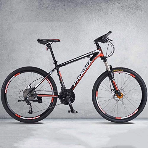 Mountain Bike : Folding Mountain Bike, 24" Double Disc Brakes Fast Folding Mountain Bike 27 Speed Double Shock Absorption High Carbon Steel Frame Male And Female Students Bicycle, Red