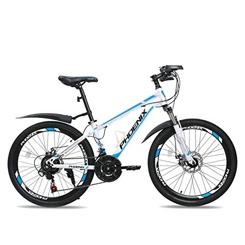 Mountain Bike : FUFU Mountain Bike, 24 Inch 21-Speed Bicycle Full Suspension ​​Gears Dual Disc Brakes Mountain Bicycle, 3 Colors (Color : A)