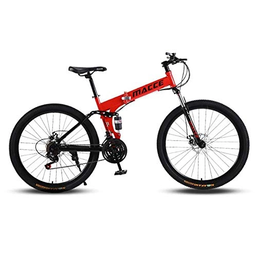 Mountain Bike : Full Suspension MTB, Mountain Bicycle, 26 Inch Wheels, 27-Speed, with Disc Brakes, for Men And Women, Red fengong