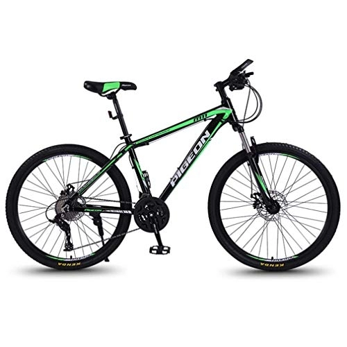 Mountain Bike : G.Z Adult Mountain Bike Aluminum Alloy Bicycle Variable Speed Bicycle 26 Inch High Carbon Steel Women Road Bike, black green, 24 speed