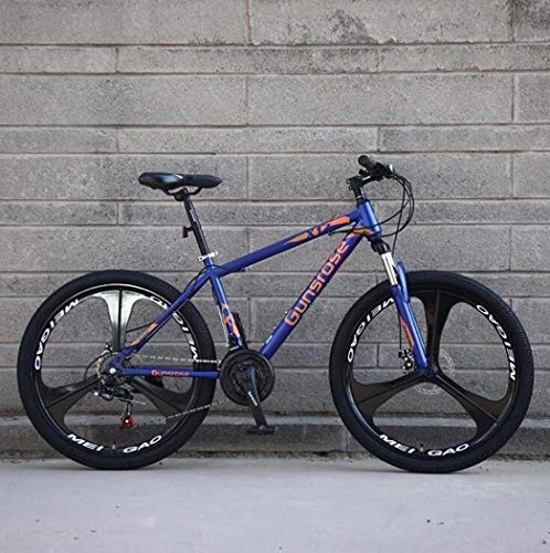 Mountain Bike : G.Z Mountain Bike, Carbon Steel Mountain Bike with Dual Disc Brakes, 21-27 Speed Option, 24-26 Inch Wheel Bike, Adult Bicycle Blue, A, 26 inch 24 speed