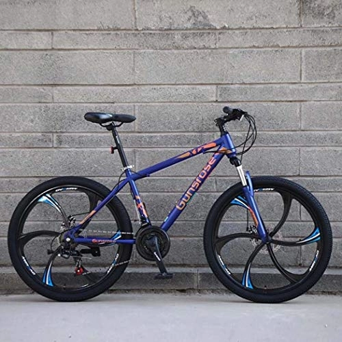 Mountain Bike : G.Z Mountain Bike, Carbon Steel Mountain Bike with Dual Disc Brakes, 21-27 Speed Option, 24-26 Inch Wheel Bike, Adult Bicycle Blue, B, 24 inch 21 speed