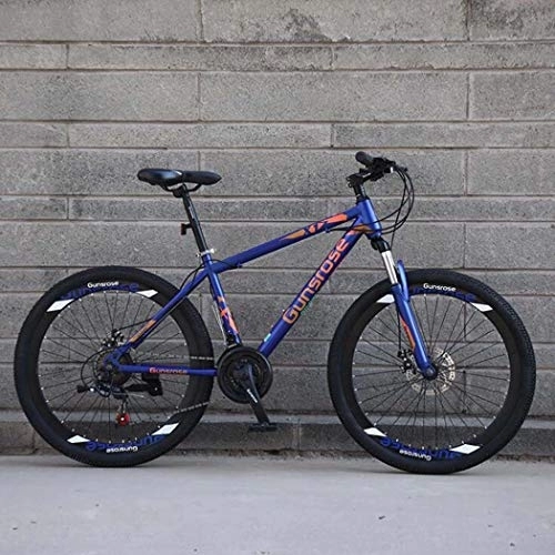 Mountain Bike : G.Z Mountain Bike, Carbon Steel Mountain Bike with Dual Disc Brakes, 21-27 Speed Option, 24-26 Inch Wheel Bike, Adult Bicycle Blue, D, 24 inch 24 speed