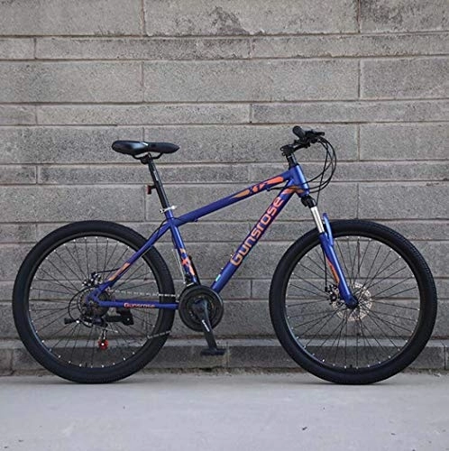 Mountain Bike : G.Z Mountain Bike, Carbon Steel Mountain Bike with Dual Disc Brakes, 21-27 Speed Option, 24-26 Inch Wheel Bike, Adult Bicycle Blue, E, 24 inch 24 speed