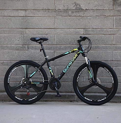 Mountain Bike : G.Z Mountain Bikes, Carbon Steel Mountain Bikes with Dual Disc Brakes, 21-27 Speed Options, 24-26 Inch Wheel Bikes, Adult Bikes, Black And Green, A, 24 inch 24 speed