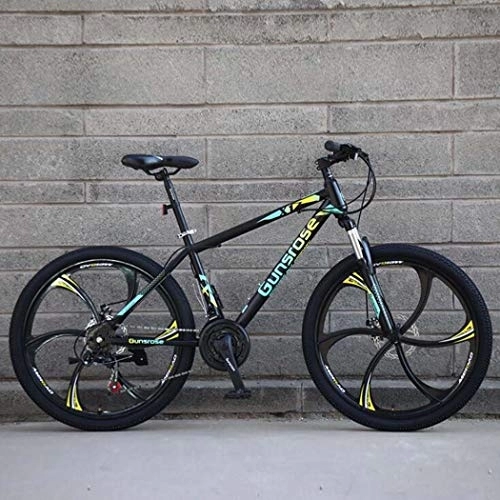 Mountain Bike : G.Z Mountain Bikes, Carbon Steel Mountain Bikes with Dual Disc Brakes, 21-27 Speed Options, 24-26 Inch Wheel Bikes, Adult Bikes, Black And Green, B, 26 inch 24 speed