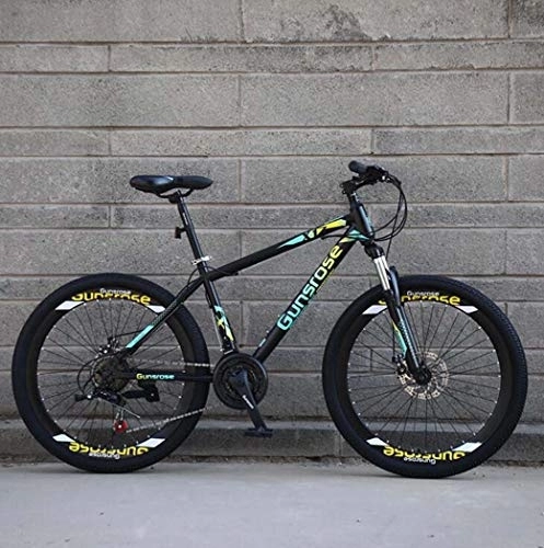 Mountain Bike : G.Z Mountain Bikes, Carbon Steel Mountain Bikes with Dual Disc Brakes, 21-27 Speed Options, 24-26 Inch Wheel Bikes, Adult Bikes, Black And Green, D, 24 inch 21 speed