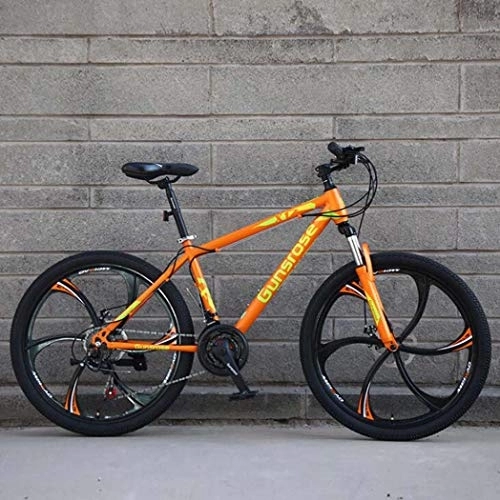 Mountain Bike : G.Z Mountain bikes, carbon steel mountain bikes with dual disc brakes, 21-27 speed options, 24-26 inch wheel bikes, student bikes Orange, B, 24 inch 21 speed