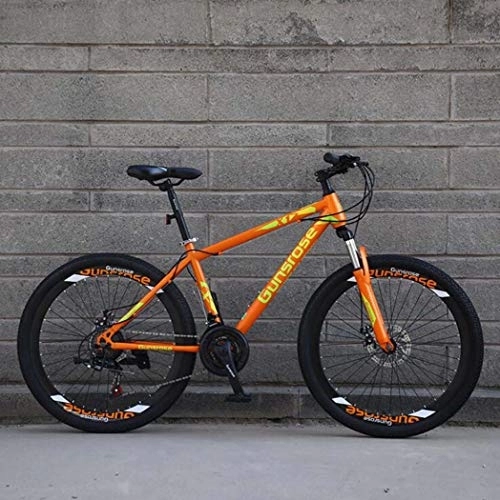 Mountain Bike : G.Z Mountain bikes, carbon steel mountain bikes with dual disc brakes, 21-27 speed options, 24-26 inch wheel bikes, student bikes Orange, D, 24 inch 21 speed