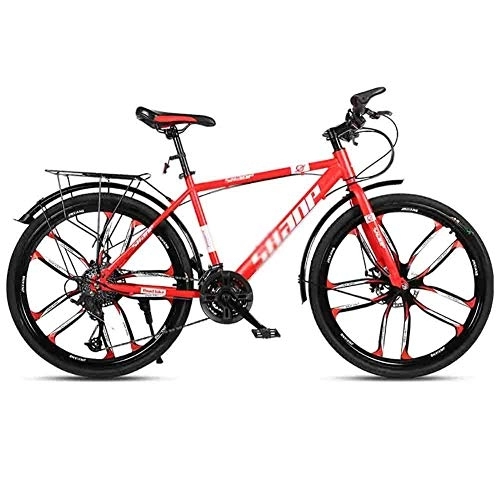 Mountain Bike : GAOTTINGSD Adult Mountain Bike Bicycle Adult Road Bicycles Mountain Bike MTB Adjustable Speed For Men And Women 26in Wheels Double Disc Brake (Color : Red, Size : 24 speed)