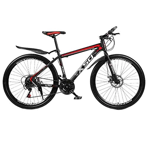 Mountain Bike : GAOTTINGSD Adult Mountain Bike Mountain Bike Adult MTB Bicycle Road Bicycles City Shock Absorber Bikes Adjustable Speed For Men And Women Double Disc Brake (Color : Red-24in, Size : 21 speed)