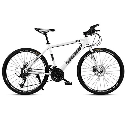Mountain Bike : GAOTTINGSD Adult Mountain Bike Mountain Bike Road Bicycle Men's MTB 24 Speed 24 / 26 Inch Wheels For Adult Womens (Color : White, Size : 26in)