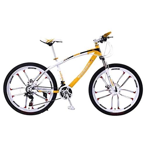Mountain Bike : GAOTTINGSD Adult Mountain Bike MTB Bicycle Adult Mountain Bike Road Bicycles For Men And Women 24 / 26In Wheels Adjustable Speed Double Disc Brake (Color : Yellow-24in, Size : 30 Speed)