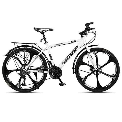 Mountain Bike : GAOTTINGSD Adult Mountain Bike Road Bicycles Mountain Bike MTB Bicycle Adult Adjustable Speed For Men And Women 26in Wheels Double Disc Brake (Color : White, Size : 30 speed)