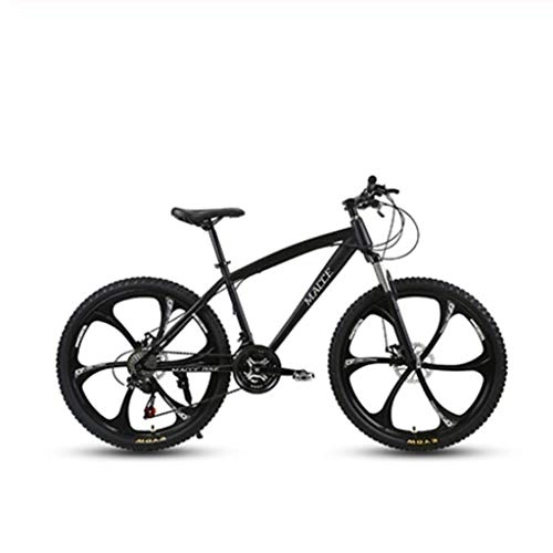 Mountain Bike : Gaoyanhang 26 Inch Mountain Bicycle 21 / 24 / 27 Speed Double Disc Brake Students One-Wheel Variable Speed Bicycle (Color : Black, Size : 24S)