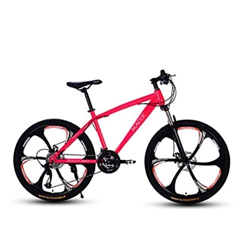 Mountain Bike : Gaoyanhang 26 Inch Mountain Bicycle 21 / 24 / 27 Speed Double Disc Brake Students One-Wheel Variable Speed Bicycle (Color : Red, Size : 21S)