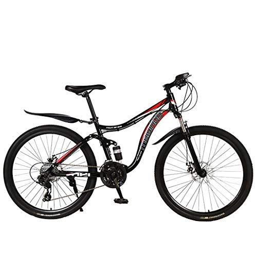 Mountain Bike : GASLIKE Adult 26 Inch Mountain Bike, Double Disc Brake High-Carbon Steel Snow Bikes, Trail Double Shock Absorption Variable Speed Mountain Bicycles, A, 24 speed