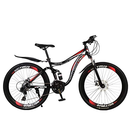 Mountain Bike : GASLIKE Adult 26 Inch Mountain Bike, Double Shock Absorption Variable Speed Mountain Bicycle, Double Disc Brake High-Carbon Steel Snow Bikes, A, 24 speed