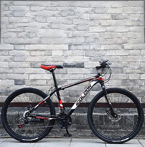 Mountain Bike : GASLIKE Folding Variable Speed Mountain Bike, Aluminium alloy Frame Bikes, Dual Disc Brake Beach Snowmobile Bicycle, 26 Inch Wheels, Red, 24 speed