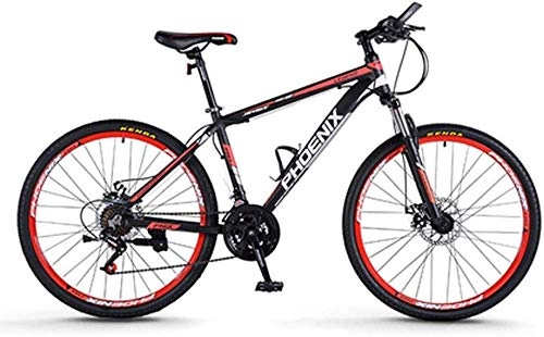 Mountain Bike : giyiohok 21Speed 26inch Mountain Bicycle Lightweight Aluminum Alloy Frame Shock-Absorbing Front Fork Kone Disc Brakes Off-Road Road Bike for Student Men Women-Black Red_26 inches