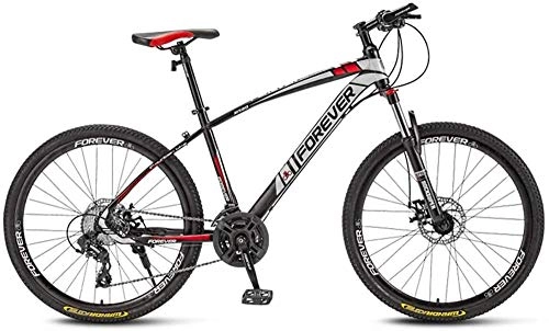 Mountain Bike : giyiohok 24 Inch Mountain Bikes for Adult Off-Road Bikes High-Carbon Steel Frame Bicycle Shock-Absorbing Front Fork Double Disc Brake-Black Red_21 speed