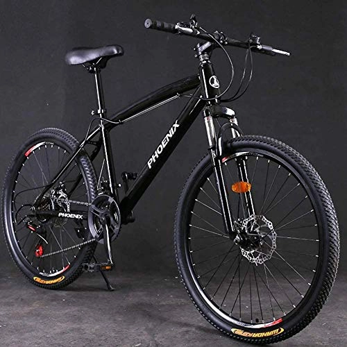 Mountain Bike : giyiohok Hardtail Mountain Trail Bike 24 Inch for Adults Women Girls Mountain Bicycle with Front Suspension & Mechanical Disc Brakes High Carbon Steel Frame-21 Speed_Black