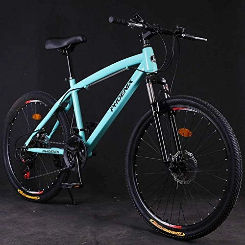 Mountain Bike : giyiohok Hardtail Mountain Trail Bike 24 Inch for Adults Women Girls Mountain Bicycle with Front Suspension & Mechanical Disc Brakes High Carbon Steel Frame-21 Speed_Green