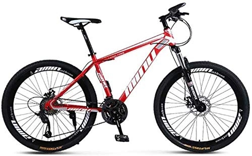 Mountain Bike : giyiohok Mountain Bike Unisex Mountain Bike High-Carbon Steel Frame MTB Bike 26Inch Mountain Bike 21 / 24 / 27 / 30 Speeds with Disc Brakes and Suspension Fork-24 Speed_Red