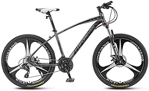Mountain Bike : giyiohok Mountain Bikes 24 Inches 3-Spoke Wheels Off-Road Road Bicycles High-Carbon Steel Frame Shock-Absorbing Front Fork Double Disc Brake-Black gray_24 speed