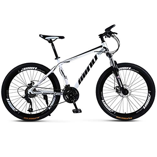 Mountain Bike : GJNWRQCY Country Mountain Bike 26 Inch with Double Disc Brake, Adult MTB, Hardtail Bicycle with Adjustable Seat, Thickened Carbon Steel Frame, Spoke Wheel, White, 30 speed