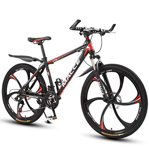 Mountain Bike : GL SUIT 24-Speed Mountain Bike Bicycle for Adult Unisex, Dual Disc Brakes Lightweight Carbon Steel Frame Shock-Absorbing Front Fork Hard Tail Dirt Bike, Red, 26 inches