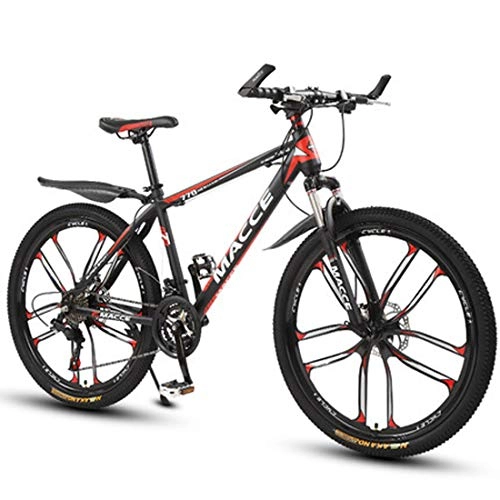 Mountain Bike : GL SUIT Mountain Bike Bicycle for Adult, 21-Speed, Dual Disc Brakes Lightweight Carbon Steel Frame Shock-Absorbing Front Fork Hard Tail Mountain Bike, Red, 26 inches
