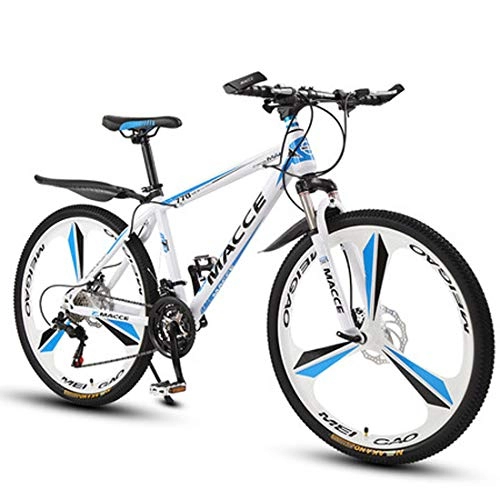 Mountain Bike : GL SUIT Mountain Bike Bicycle for Adult, 27-Speed, Dual Disc Brakes, Lightweight Carbon Steel Frame, Lockable Shock Absorption, Front+Rear Mudgard, Unisex, White, 24 inches