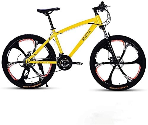 Mountain Bike : GMZTT Unisex Bicycle Adult 24 Inch Mountain Bicycle, Beach Snowmobile Bicycle, Double Disc Brake Bicycles, Aluminum Alloy Wheels, Man Woman General Purpose (Color : Yellow, Size : 24 speed)