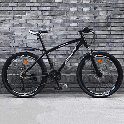 Mountain Bike : GOLDGOD 26 Inches Carbon Steel Mountain Bike, Double Shock Absorption Mtb Bicycle with Double Disc Brake Mountain Bicycle Streamlined Design Seat And Spring Fork, 21 speed